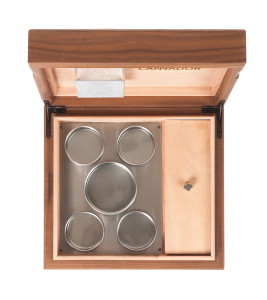 Cannador offers this humidor with a walnut exterior and a mahogany interior. It is large enough to hold five strains. (Cannador)